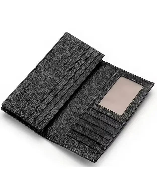 Muški kožni novčanik Ironhide od prave kože, otvoren prikaz sa pregradama za kartice i dokumenta.