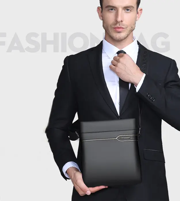 Muška torba preko ramena Vellaro od crne PU kože sa vintage dizajnom i podesivim kaišem