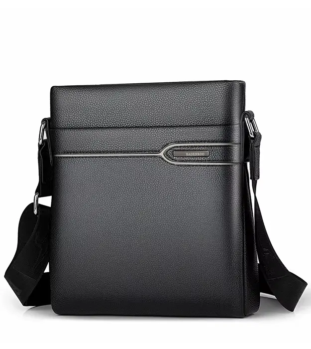 Muška torba preko ramena Vellaro od crne PU kože sa vintage dizajnom i podesivim kaišem