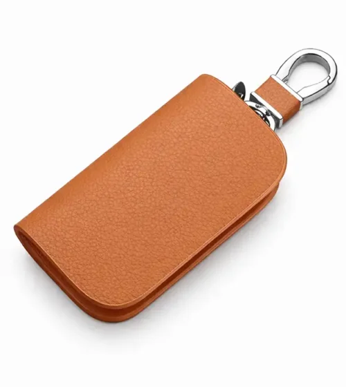 Morvello svetlo braon kožna futrola za ključeve sa metalnom karabinom