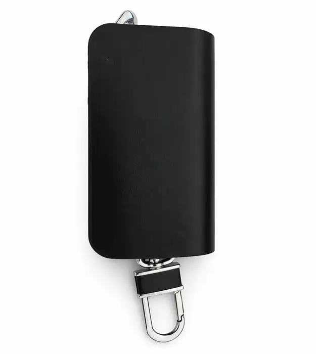 Crna kožna futrola za ključeve Velmor sa glatkom površinom i sigurnim kopčanjem